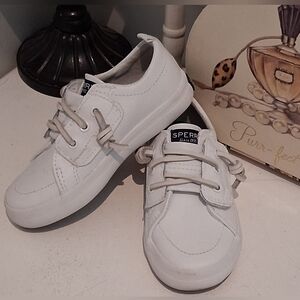 Sperry White Slip On Kids Shoes Sneakers Sz 7.5 Boys Excellent Pre-Owned